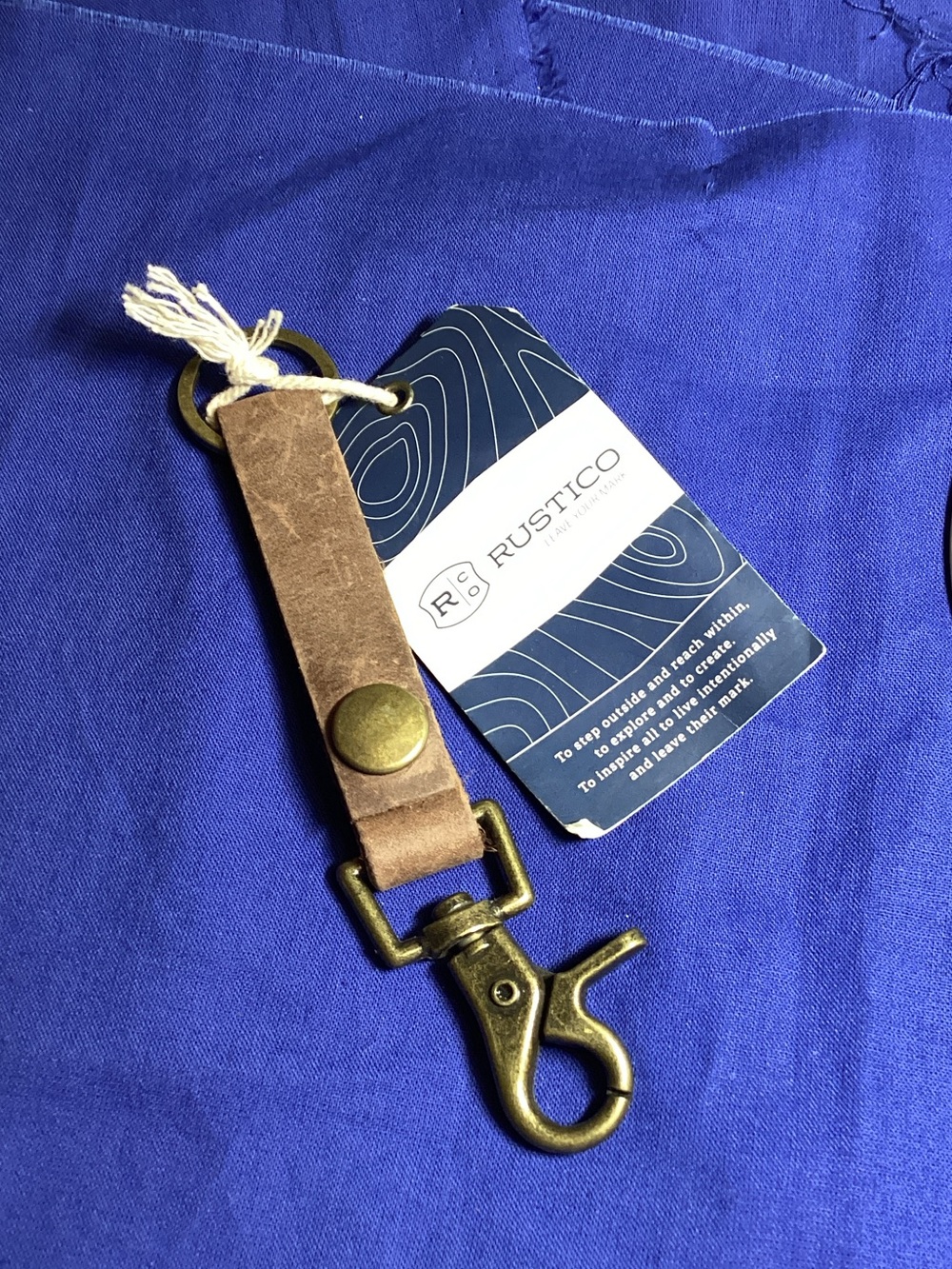 Rustico Brown Leather Key Fob with Brass Hardware